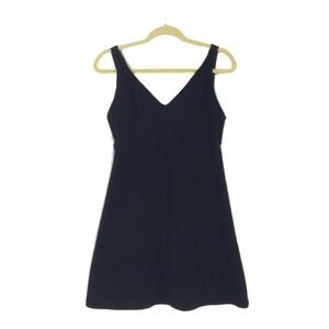 Armani Exchange Woven Waffle Knit V-Neck Fit & Flare Mini Dress Black Size 6